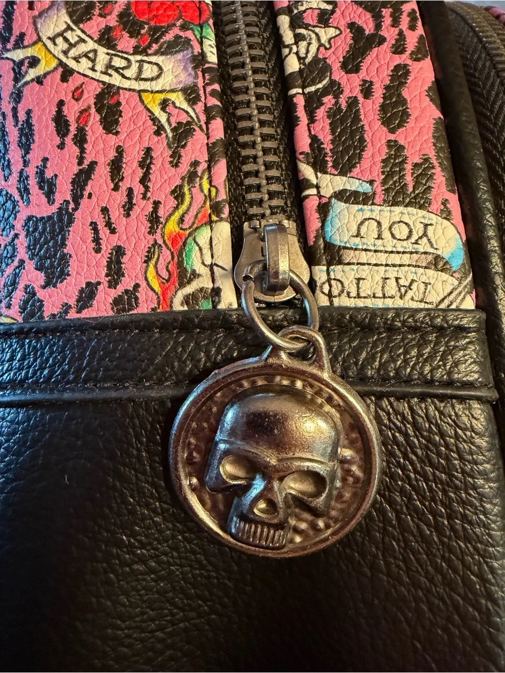 Ed Hardy NWT Pink Leopard Skull Tattoo Mini Backpack & Matching Wallet (P246)